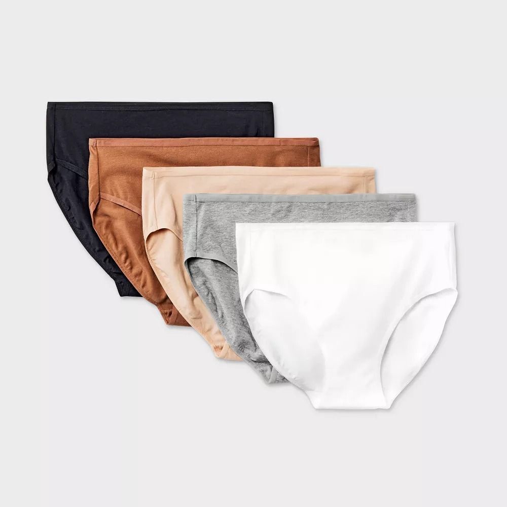 Women's 5pk Briefs Underwear - Dealworthy Assorted Neutral L: Mid Rise, Pull-On
